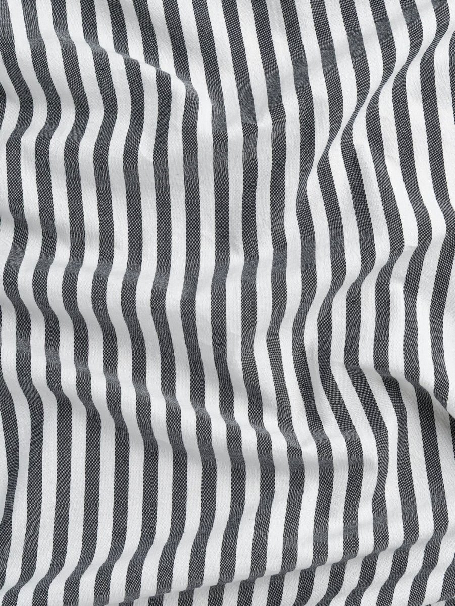 Japanese Cotton Tencel Striped Shirting - Black + White - Swatch – Image 3