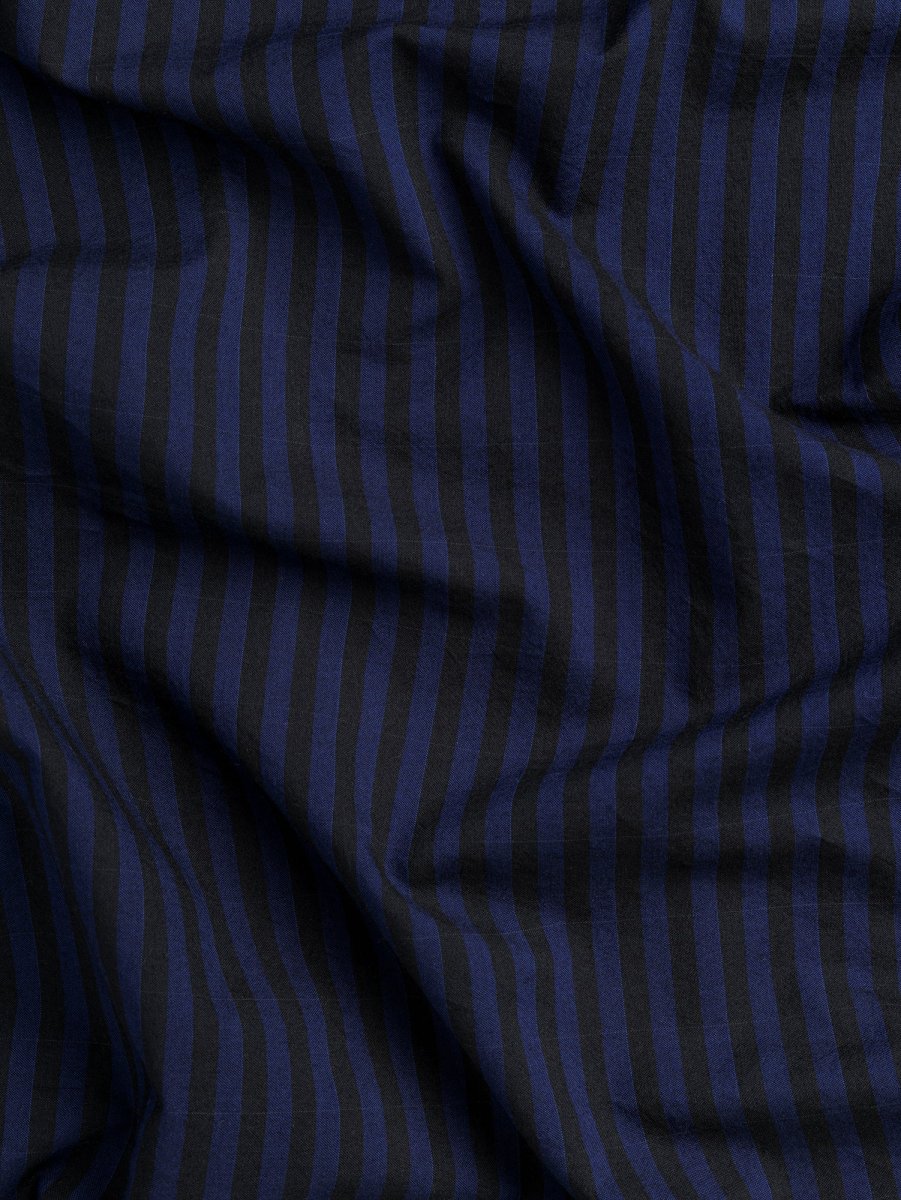 Japanese Cotton Tencel Striped Shirting - Indigo + Black