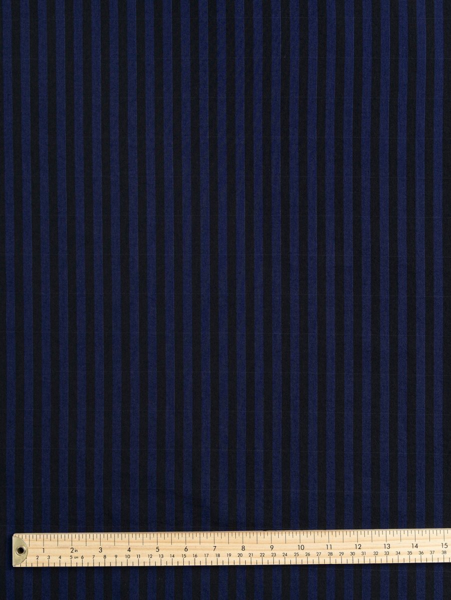 Japanese Cotton Tencel Striped Shirting - Indigo + Black – Image 4