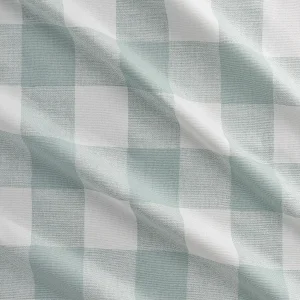 Large Check Cotton Canvas Deadstock - Pale Teal + White