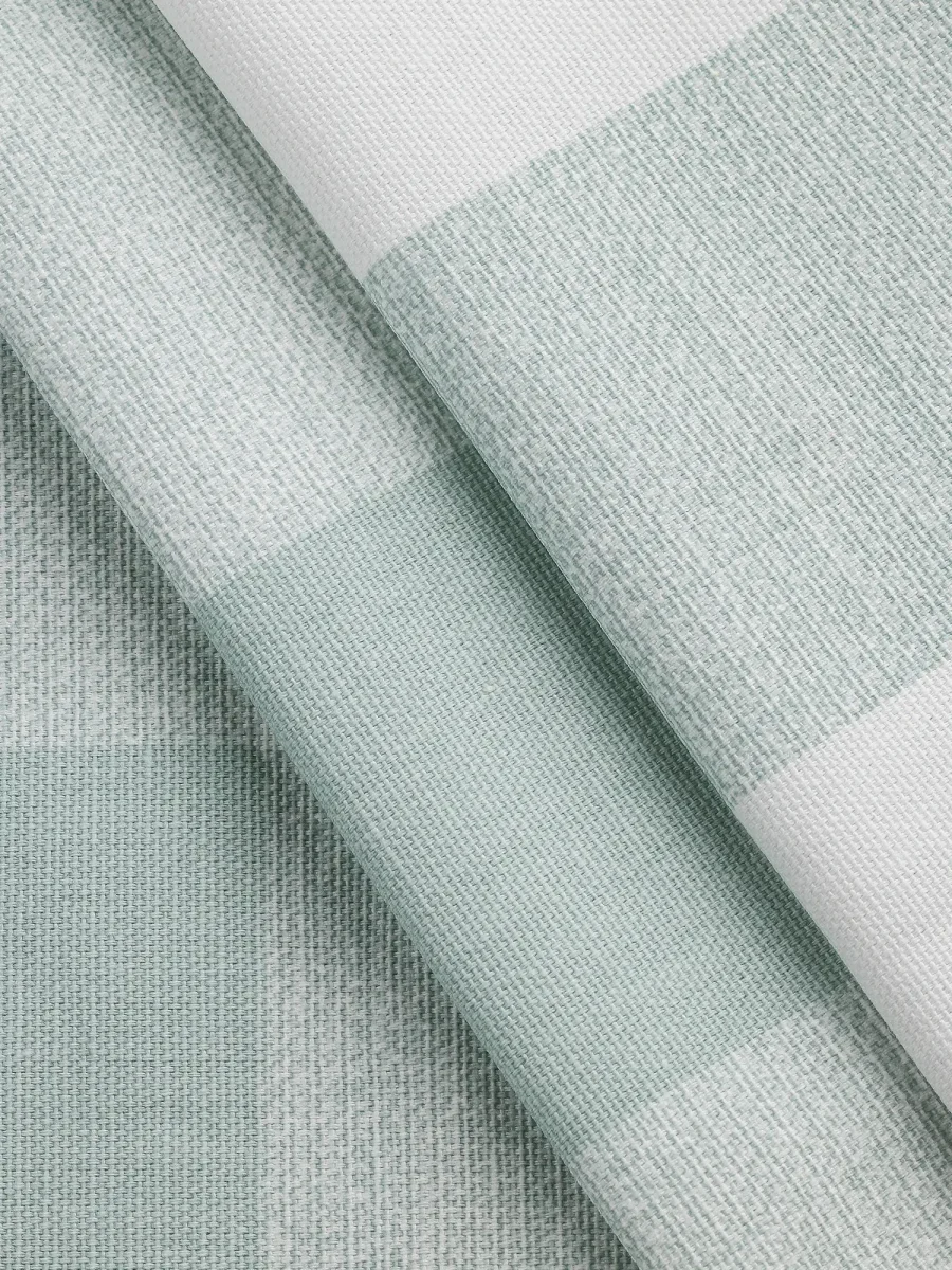 Large Check Cotton Canvas Deadstock - Pale Teal + White – Image 3
