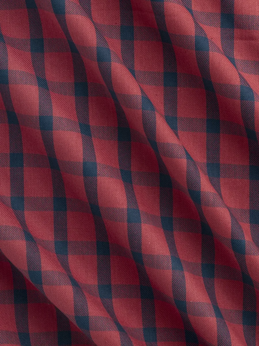 Large Check Japanese Cotton Twill - Garnet + Indigo - Swatch – Image 3
