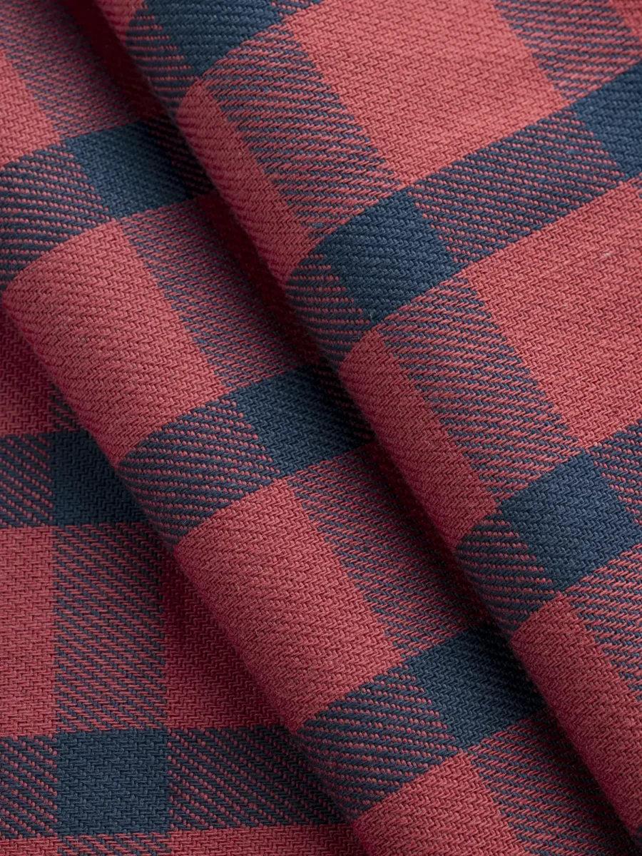 Large Check Japanese Cotton Twill - Garnet + Indigo – Image 3