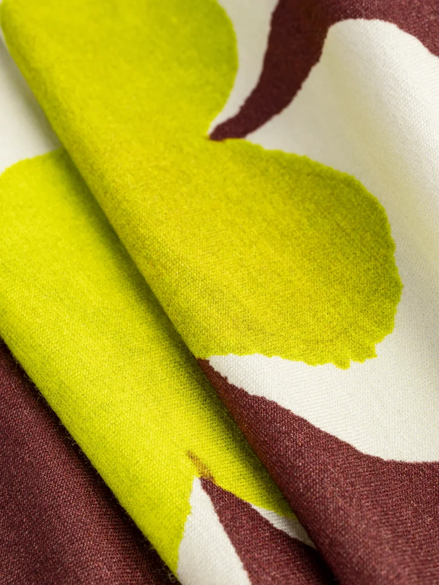 Large Flower Pop Print Viscose Knit - Mahogany + Cream + Chartreuse – Image 4