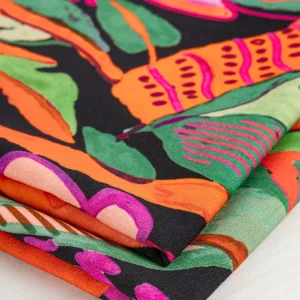Large Tropical Print Ecovero Viscose - Black + Red + Green