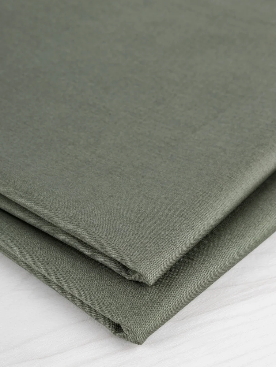 Lightweight Silky Cotton Poplin - Olive - Swatch – Image 4
