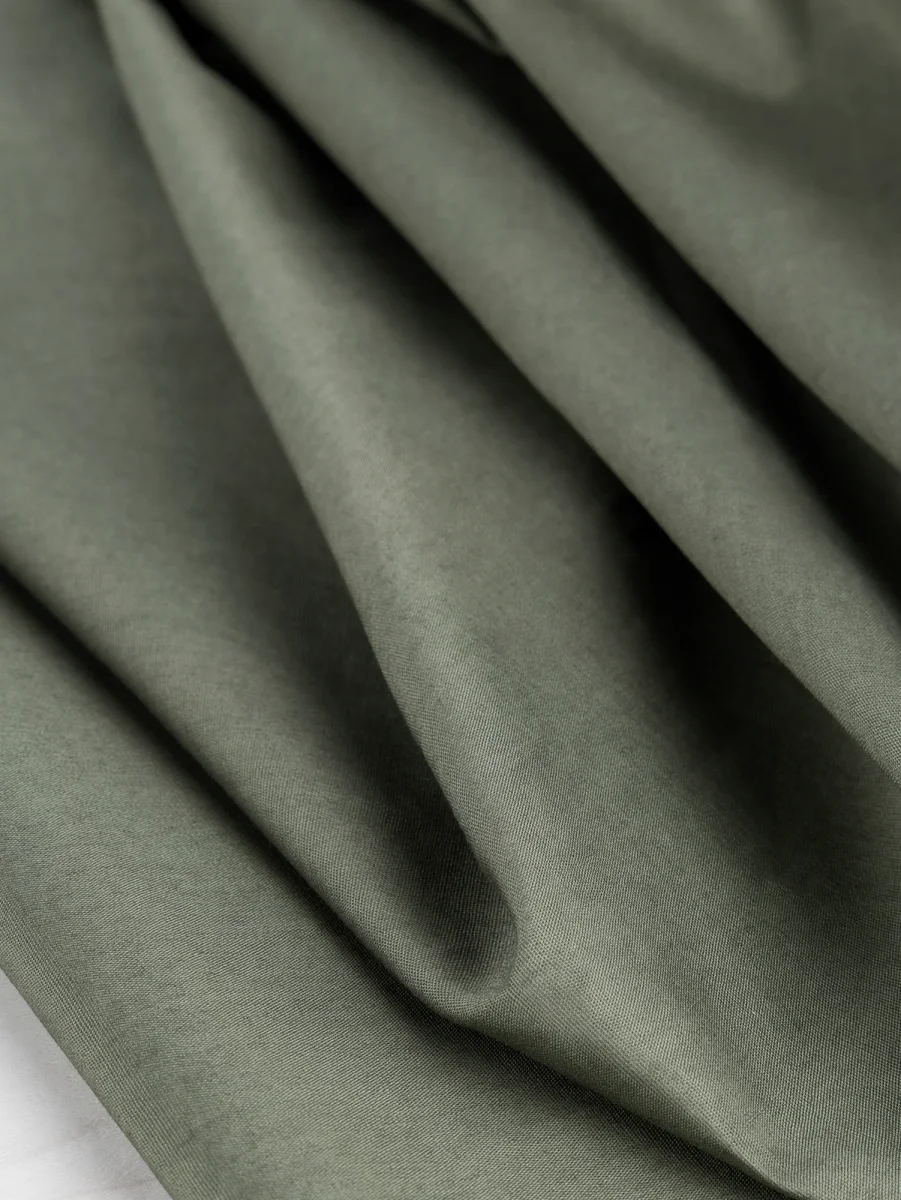 Lightweight Silky Cotton Poplin - Olive - Swatch – Image 3