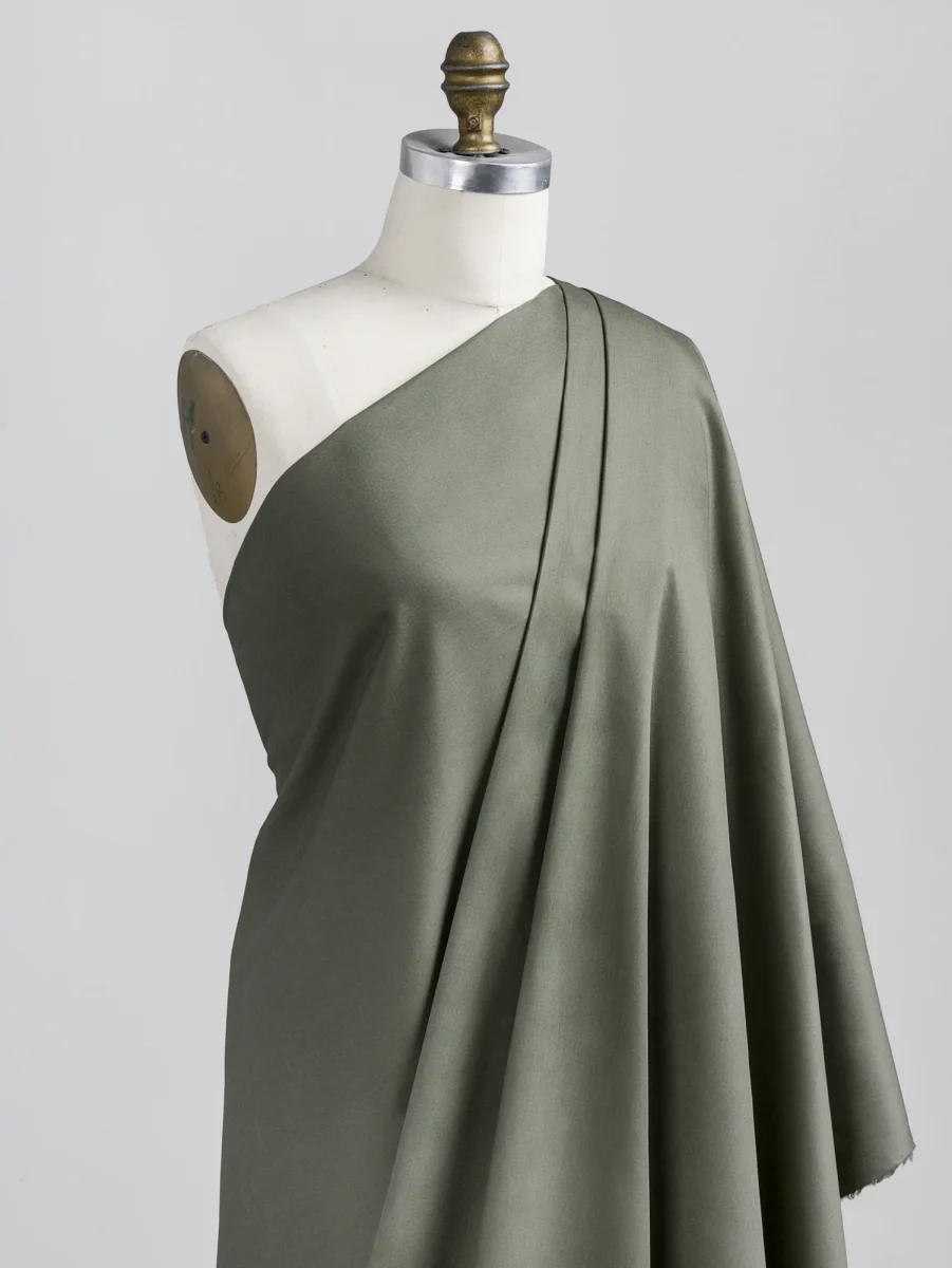 Lightweight Silky Cotton Poplin - Olive - Swatch – Image 2