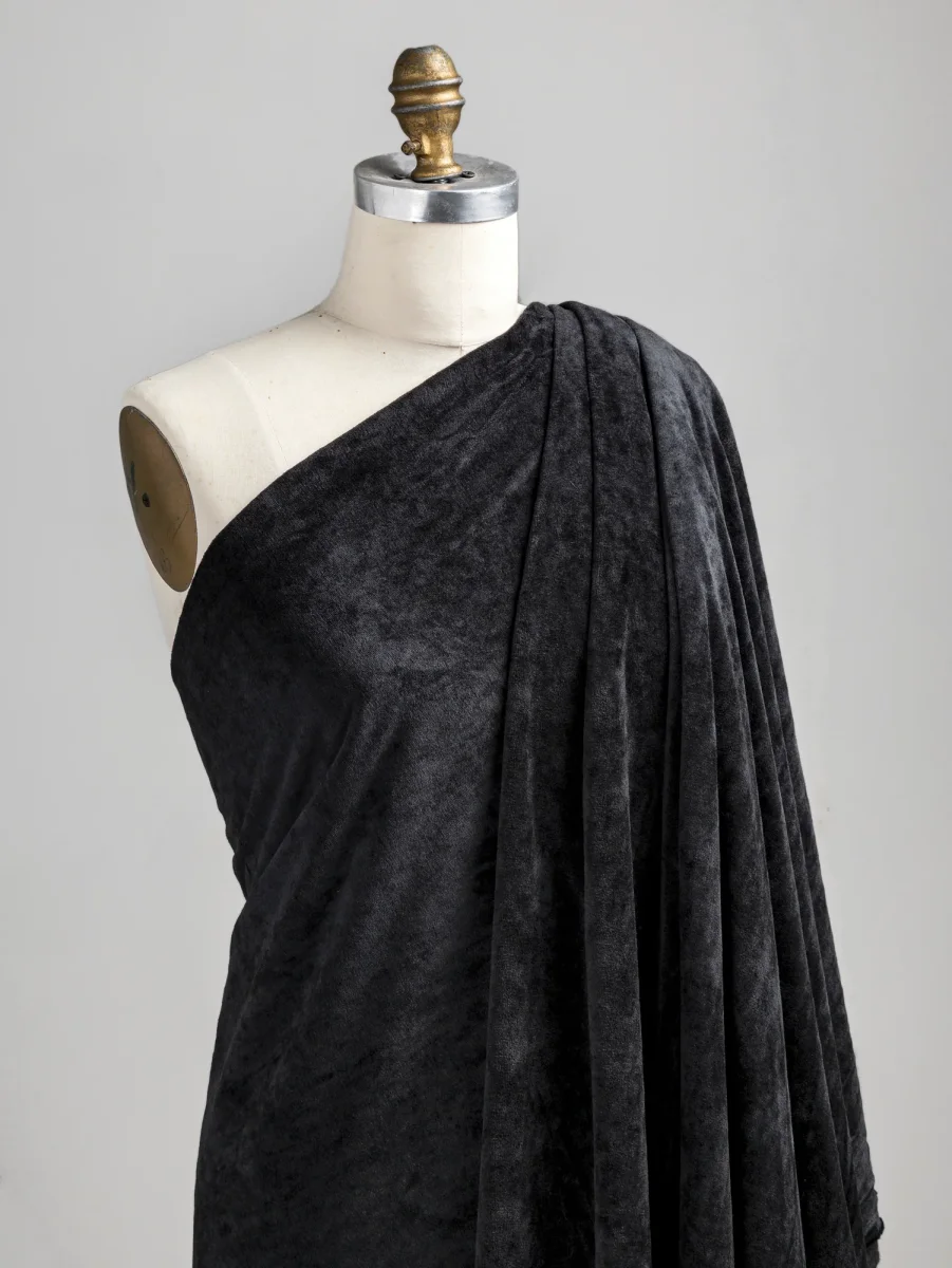 Luxe Bamboo Organic Cotton Stretch Velour - Onyx - Swatch