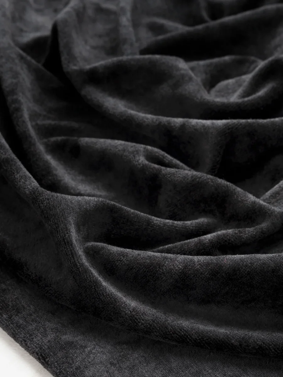 Luxe Bamboo Organic Cotton Stretch Velour - Onyx - Swatch – Image 4