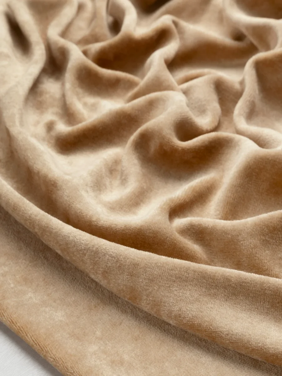 Luxe Bamboo Organic Cotton Stretch Velour - Pale Gold – Image 5