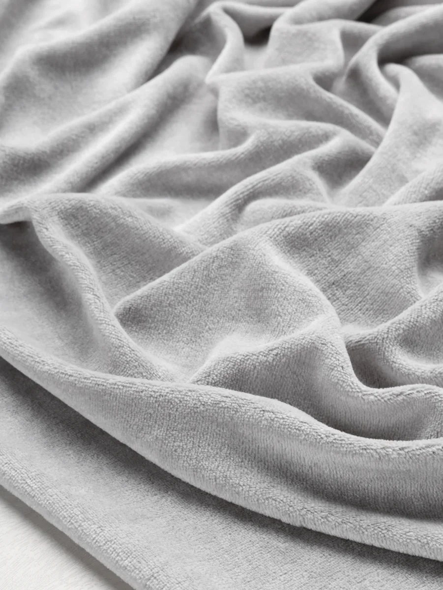 Luxe Bamboo Organic Cotton Stretch Velour - Silver - Swatch – Image 4