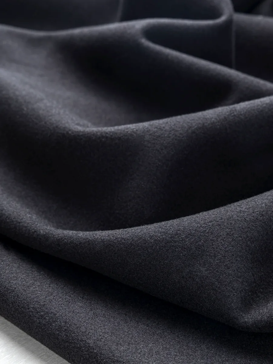 Melton Wool Blend Deadstock - Black - Swatch