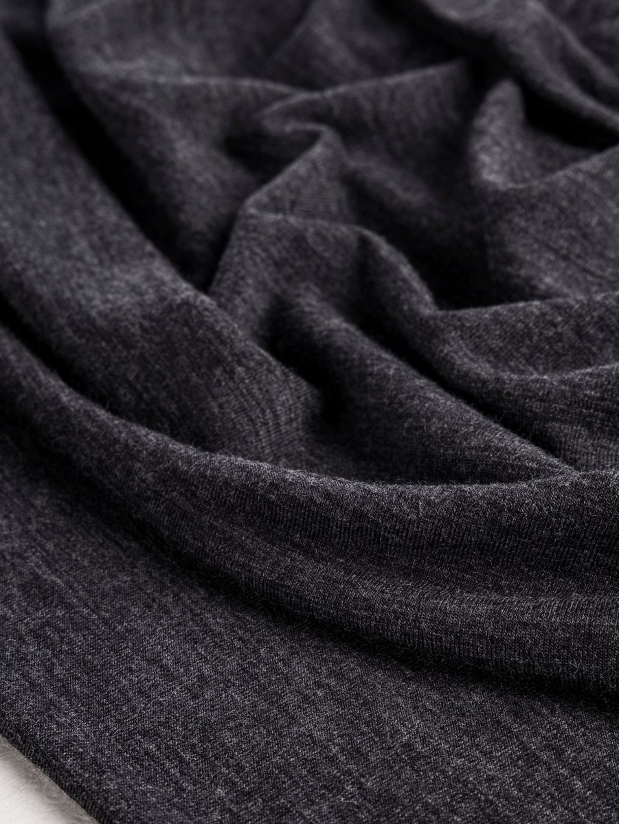 Merino Wool Stretch Knit Deadstock - Charcoal – Image 5