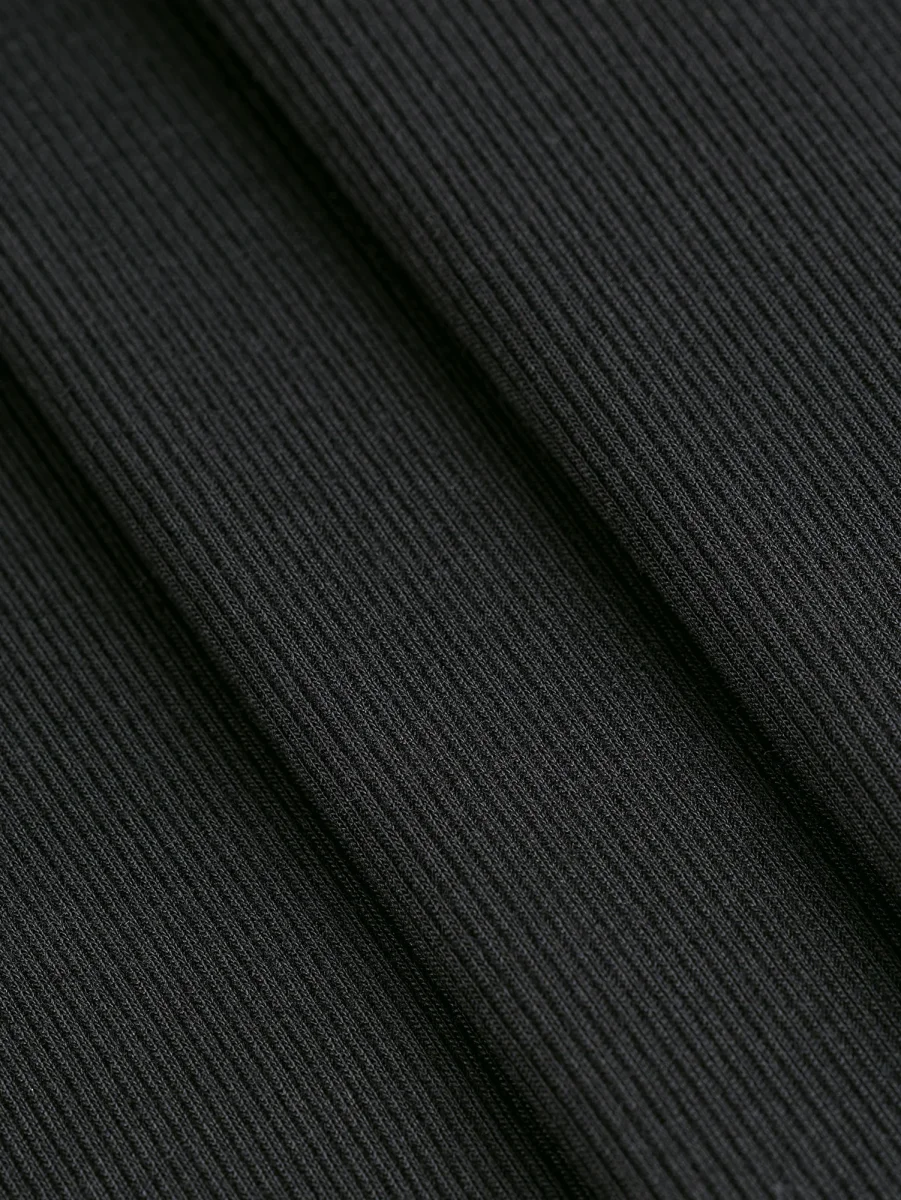 MicroModal Baby Rib Knit Deadstock - Black - Swatch – Image 3