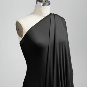 MicroModal Baby Rib Knit Deadstock - Black - Swatch