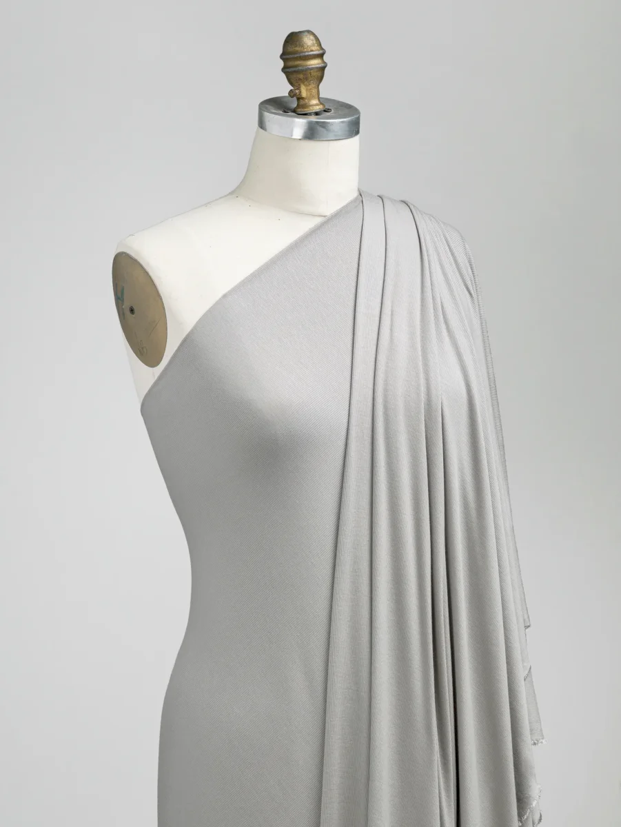 MicroModal Baby Rib Knit Deadstock - Silver – Image 3