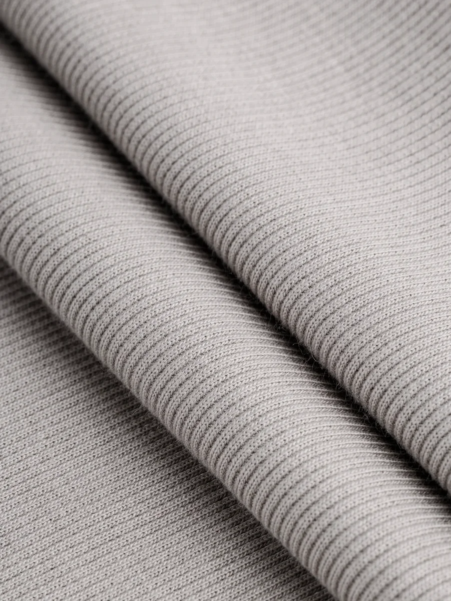 Midweight Bamboo 2x1 Rib Knit Deadstock- Pearl Grey
