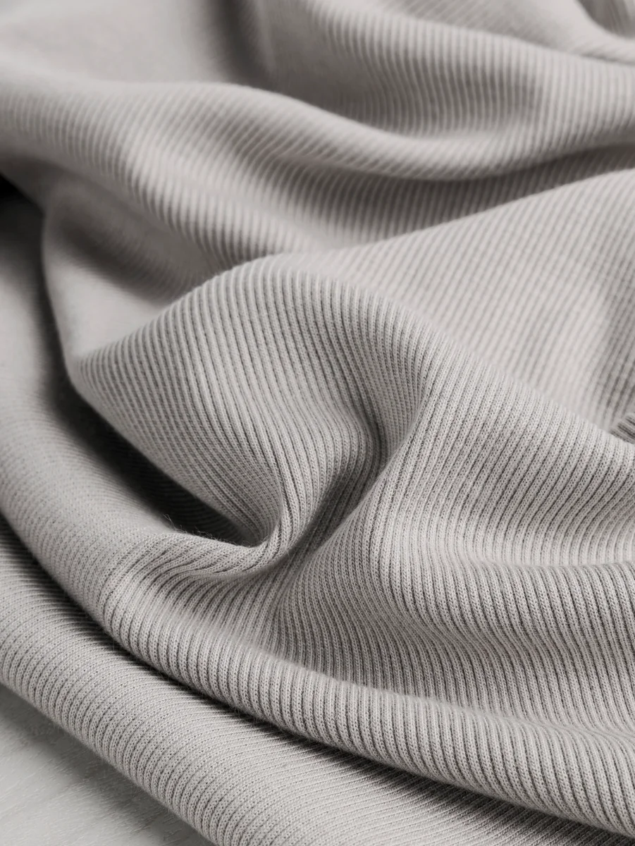 Midweight Bamboo 2x1 Rib Knit Deadstock- Pearl Grey - Swatch
