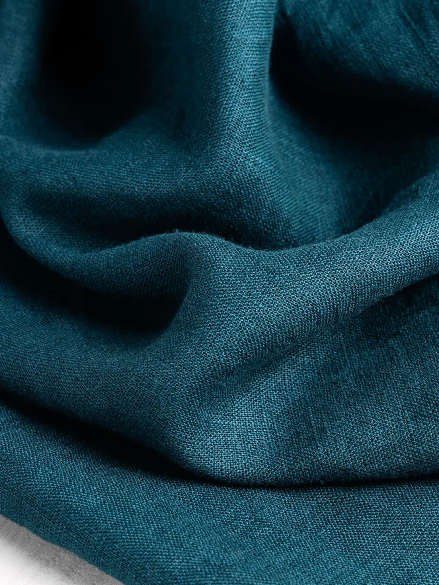 Midweight European Linen - Deep Teal - Swatch – Image 6