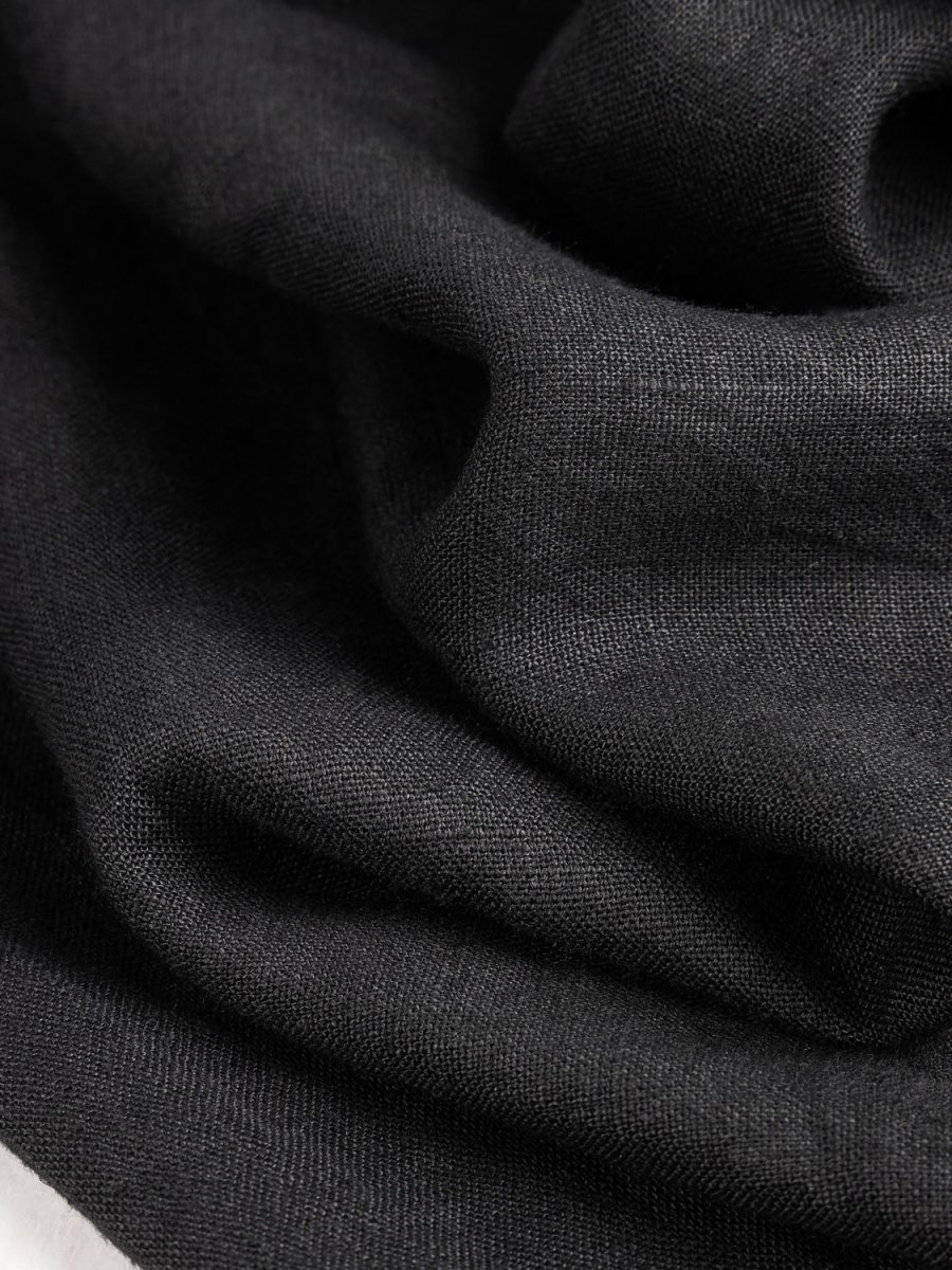 Midweight European Linen - Midnight Black - Swatch – Image 6