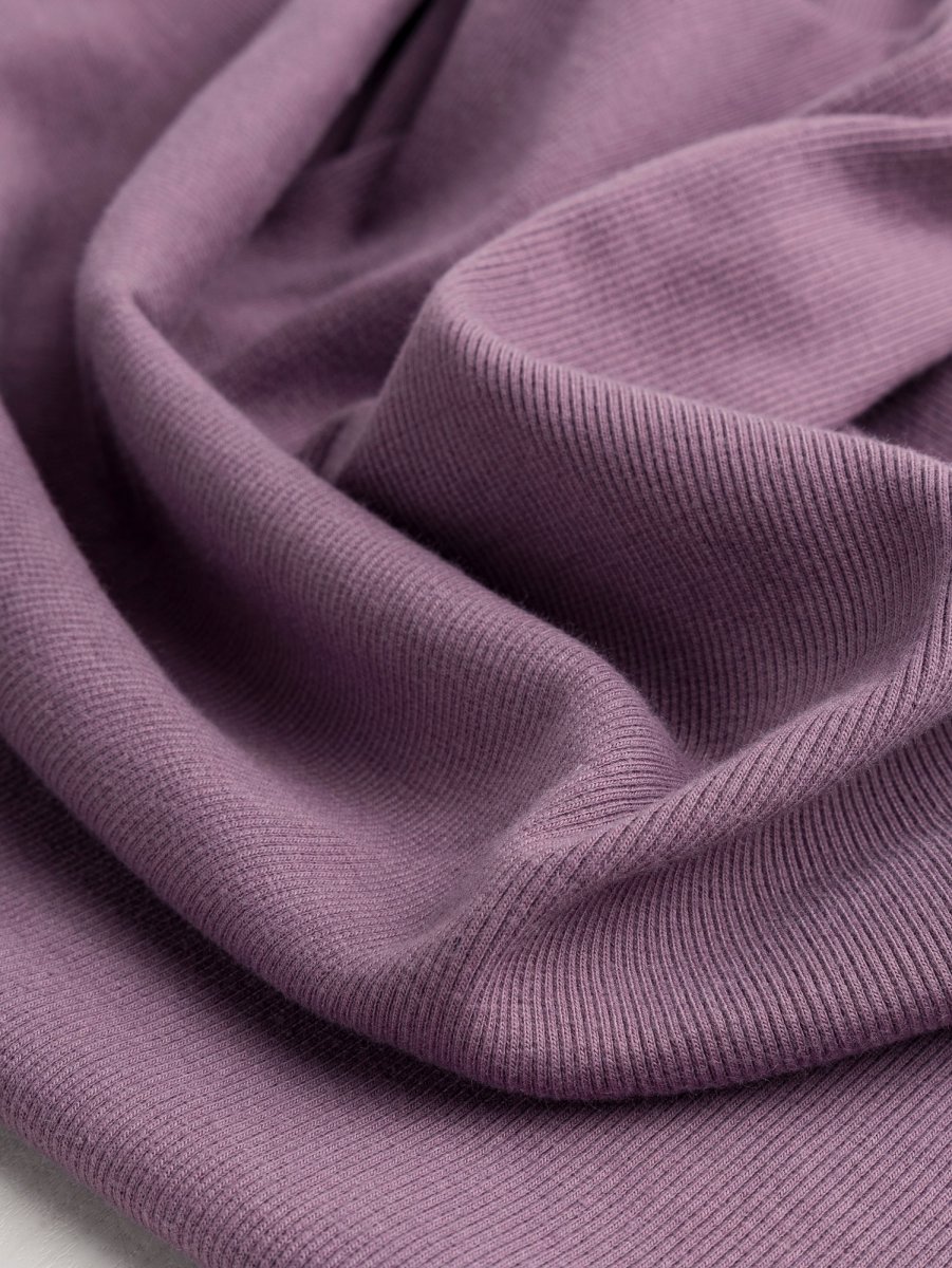 Midweight Organic Cotton 2x1 Rib Knit Deadstock - Mauve - Swatch