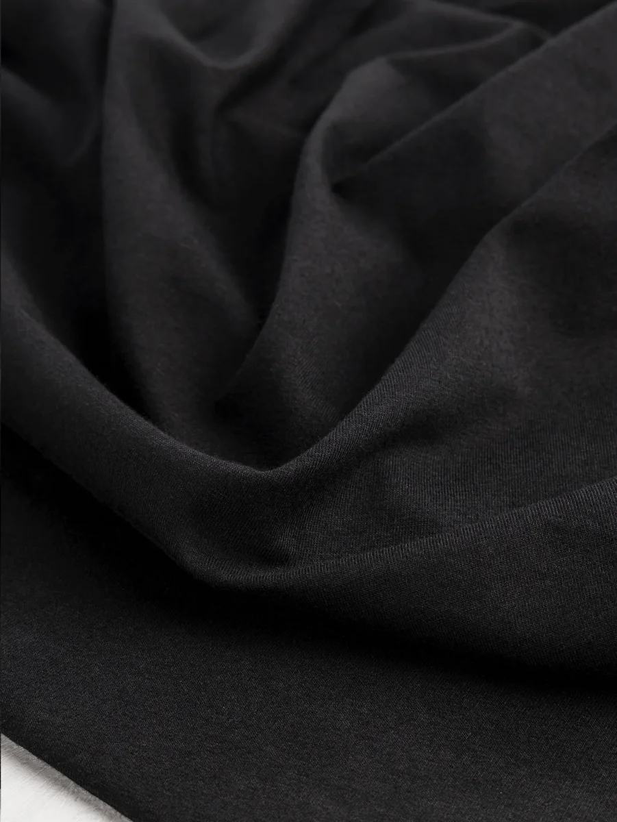 Midweight Organic Cotton Spandex Jersey Knit Deadstock - Black – Image 3