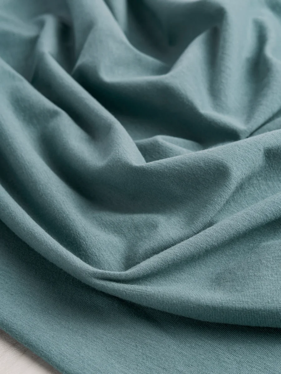 Midweight Organic Cotton Spandex Jersey Knit Deadstock - Teal – Image 3