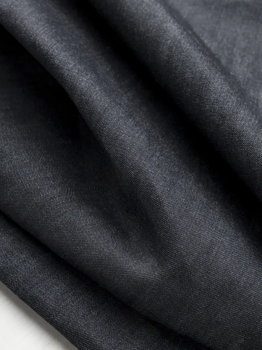 Midweight Slight Stretch Cotton Denim Deadstock - Dark Indigo – Image 3