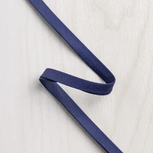 Double-Fold Cotton Poplin Bias Tape - 10 mm (3/8") wide - Navy