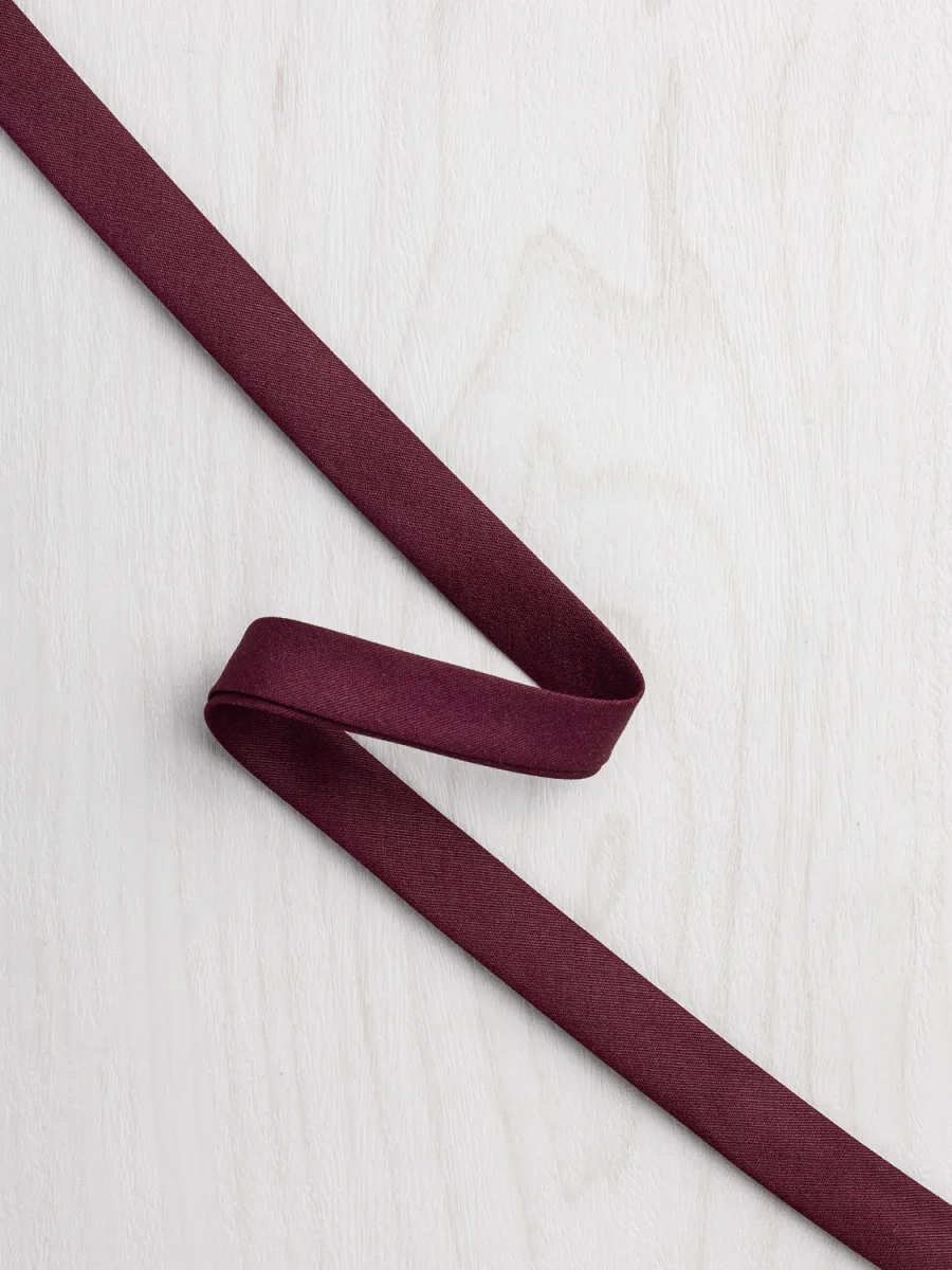 Double-Fold Cotton Poplin Bias Tape - 13 mm (1/2") wide - Merlot