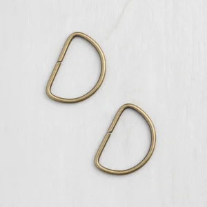 Recycled Brass D-rings (non-electroplated finish) - 2 pack