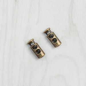 Small Double Cord Lock Antique Brass - Pack of 2