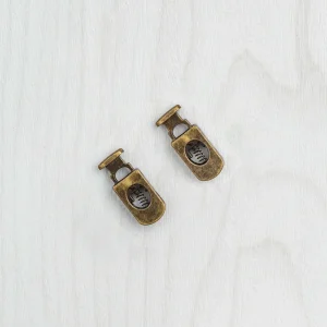 Flat Cord Lock Antique Brass - Pack of 2