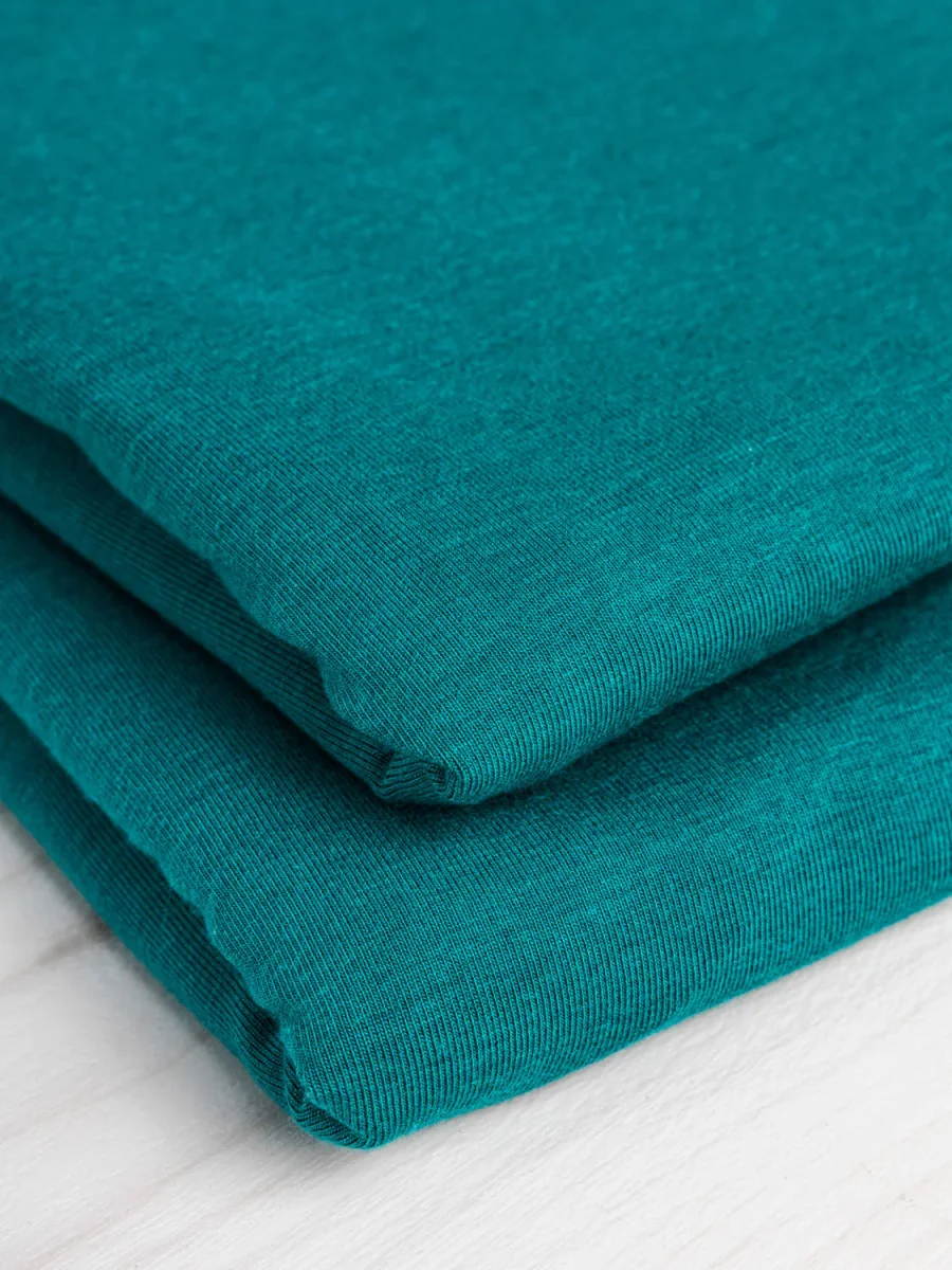 Organic Cotton + Tencel Stretch Knit Jersey - Peacock – Image 3