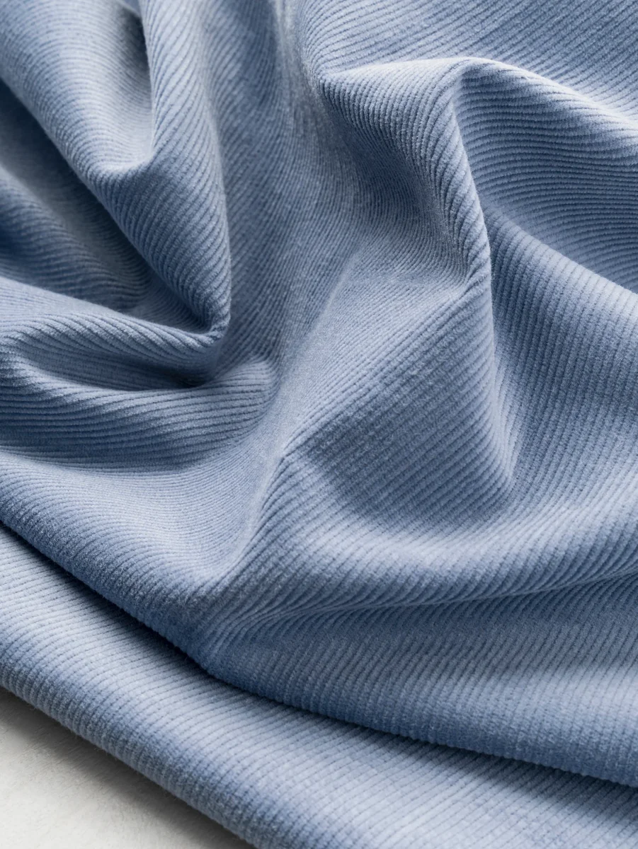 Organic Cotton Lycra Slight Stretch 14 Wale Corduroy - Cornflower Blue – Image 3