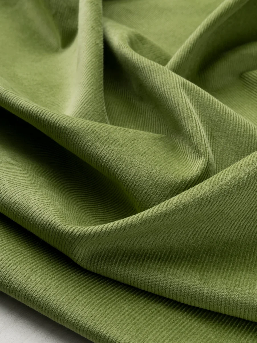 Organic Cotton Lycra Slight Stretch 14 Wale Corduroy -  Dill Green – Image 3