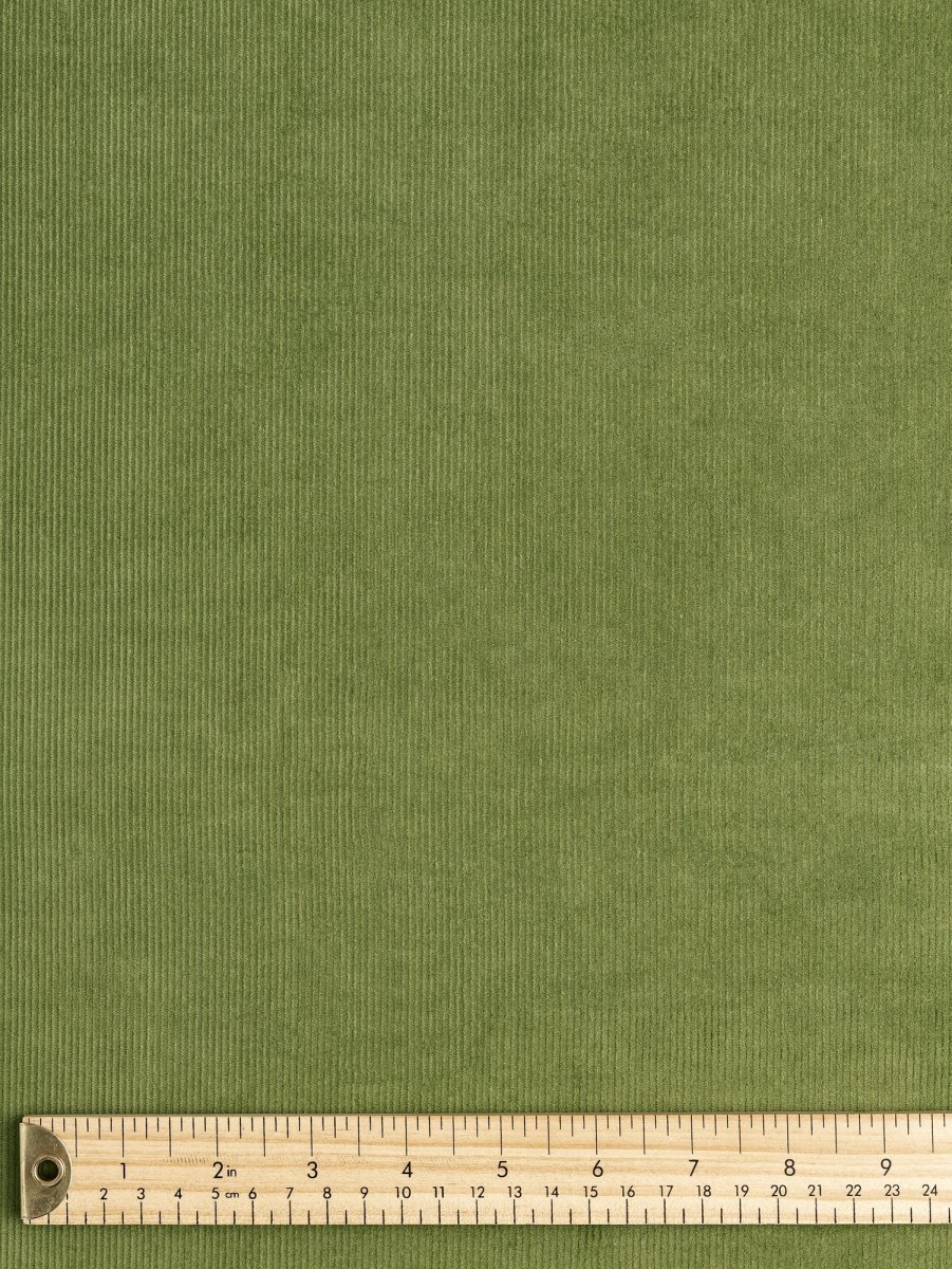 Organic Cotton Lycra Slight Stretch 14 Wale Corduroy -  Dill Green – Image 4