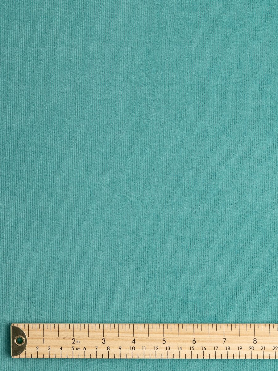 Organic Cotton Lycra Slight Stretch 14 Wale Corduroy - Teal – Image 4