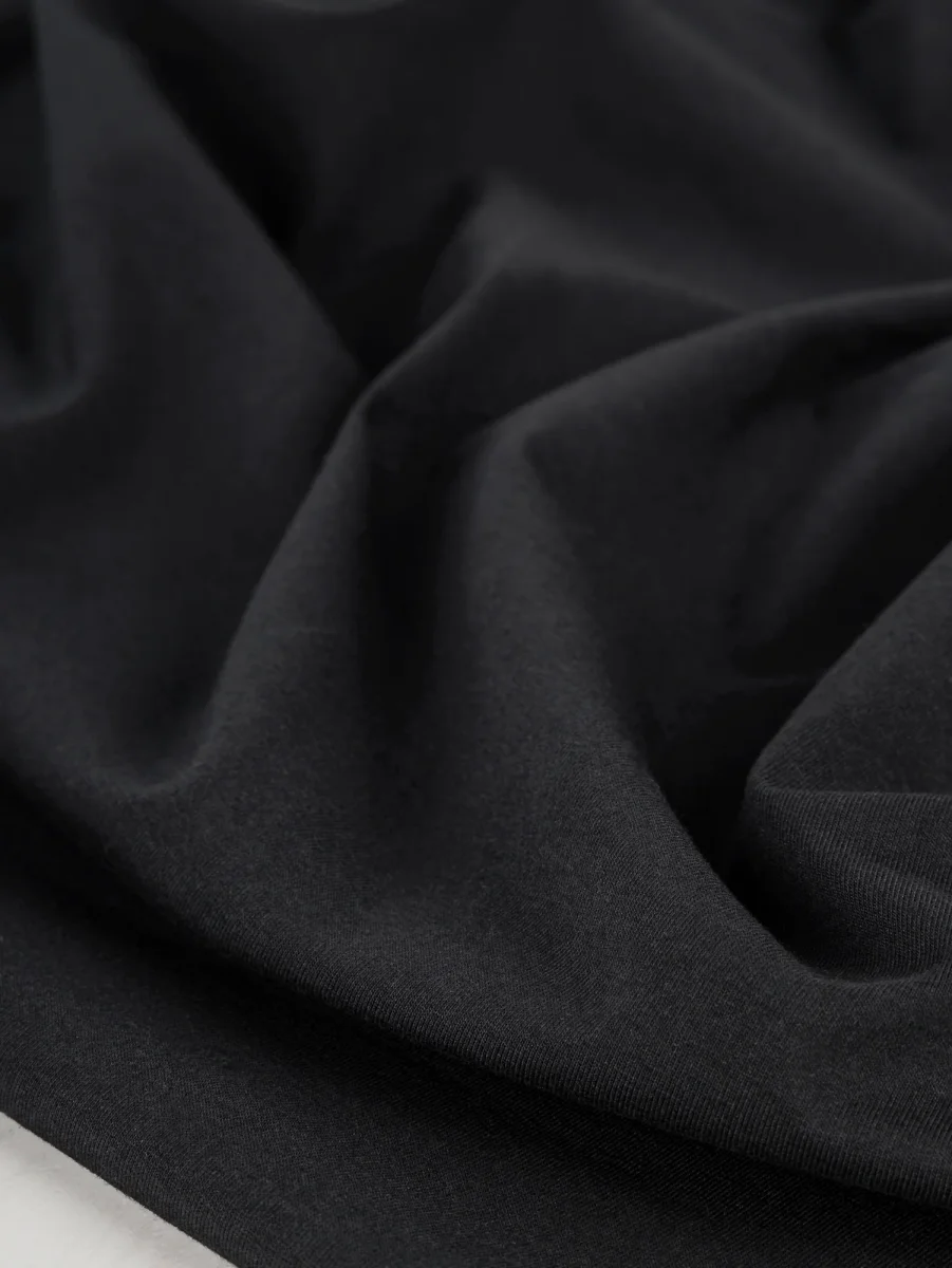 Organic Cotton Spandex Jersey Knit - Black - Swatch – Image 3