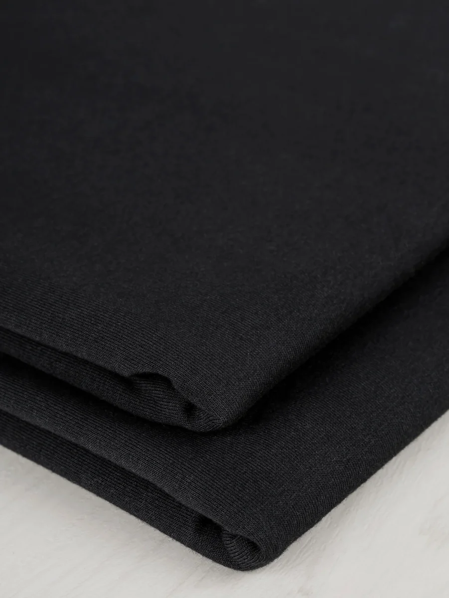 Organic Cotton Spandex Jersey Knit - Black - Swatch – Image 4