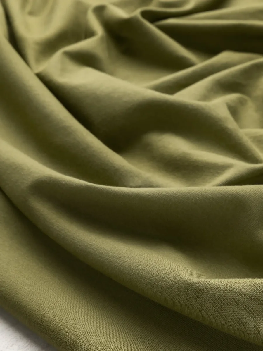 Organic Cotton Spandex Jersey Knit - Olive – Image 4