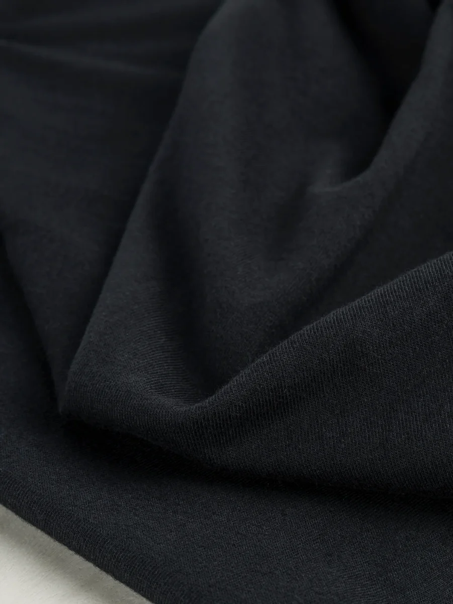 Organic Cotton Washed Jersey Knit - Black – Image 2