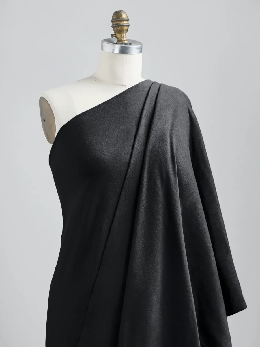 Organic Cotton Washed Jersey Knit - Black – Image 3