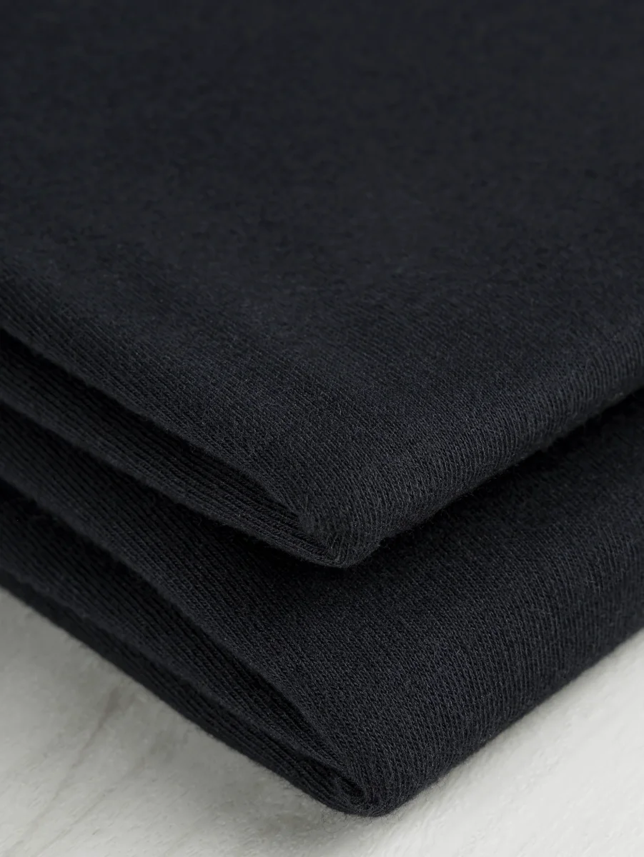 Organic Cotton Washed Jersey Knit - Black – Image 4