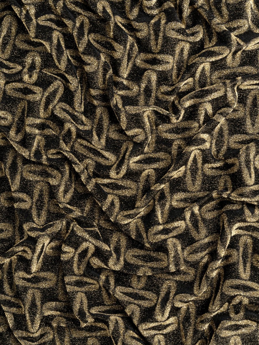 Oval Stretch Knit Deadstock - Black + Gold – Image 2