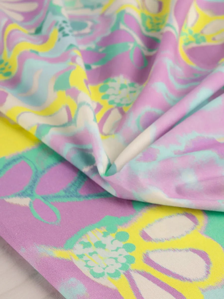 Pastel Garden Print Cotton Lawn - Cream + Lilac + Green + Yellow – Image 5