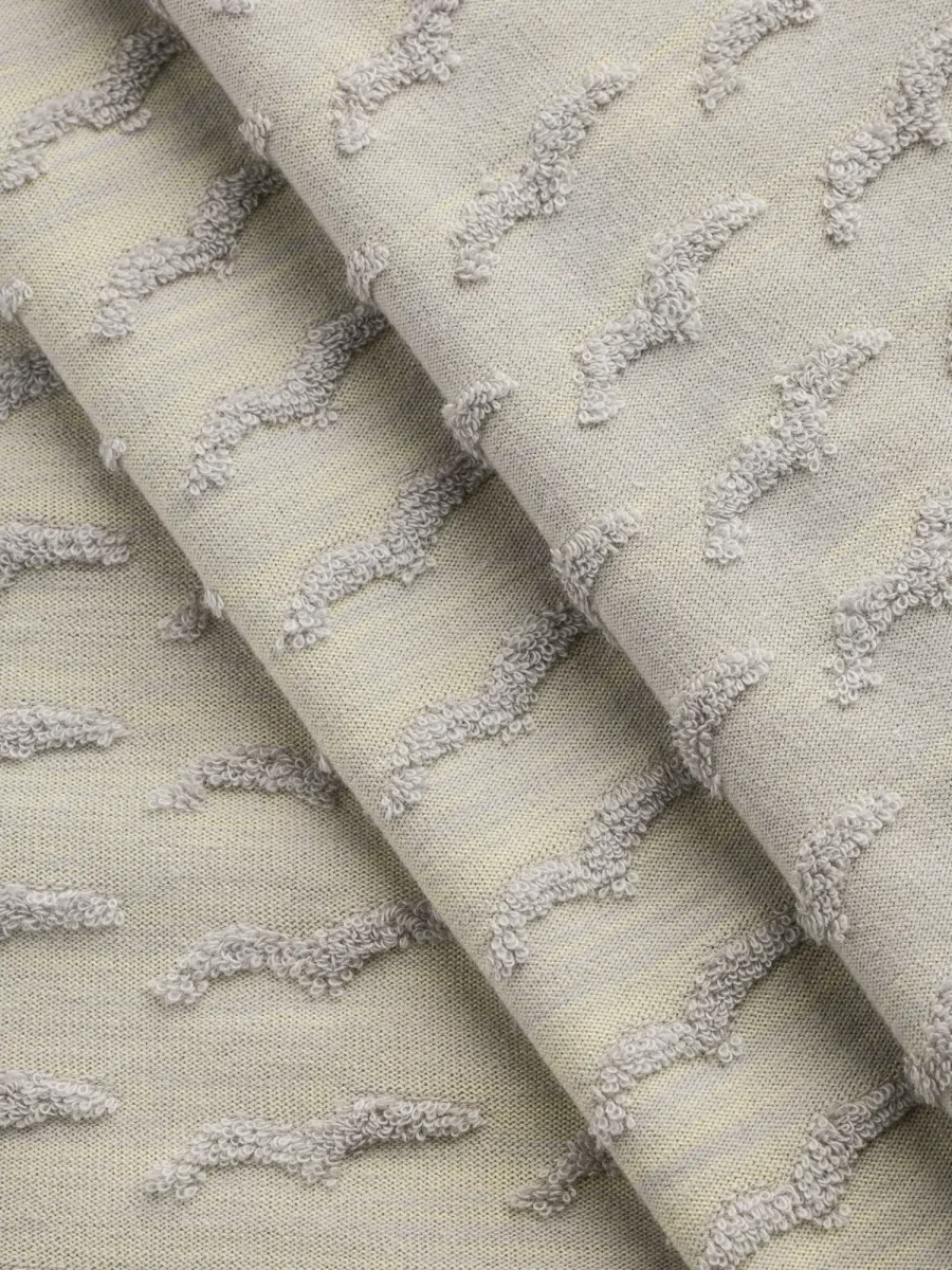 Patterned French Terry Knit Deadstock - Heather Grey + Yellow – Image 3