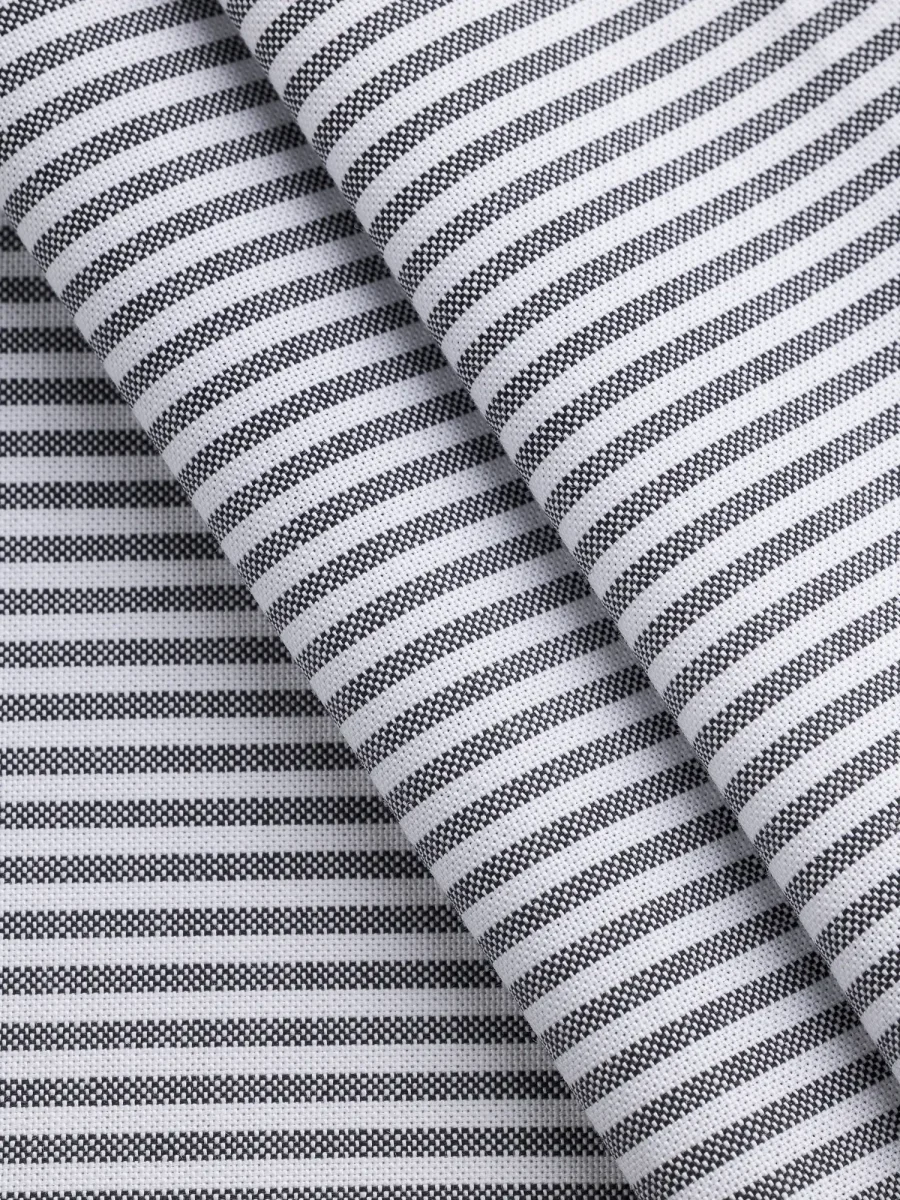 Pinpoint Striped Cotton Oxford Shirting - Black + White – Image 2