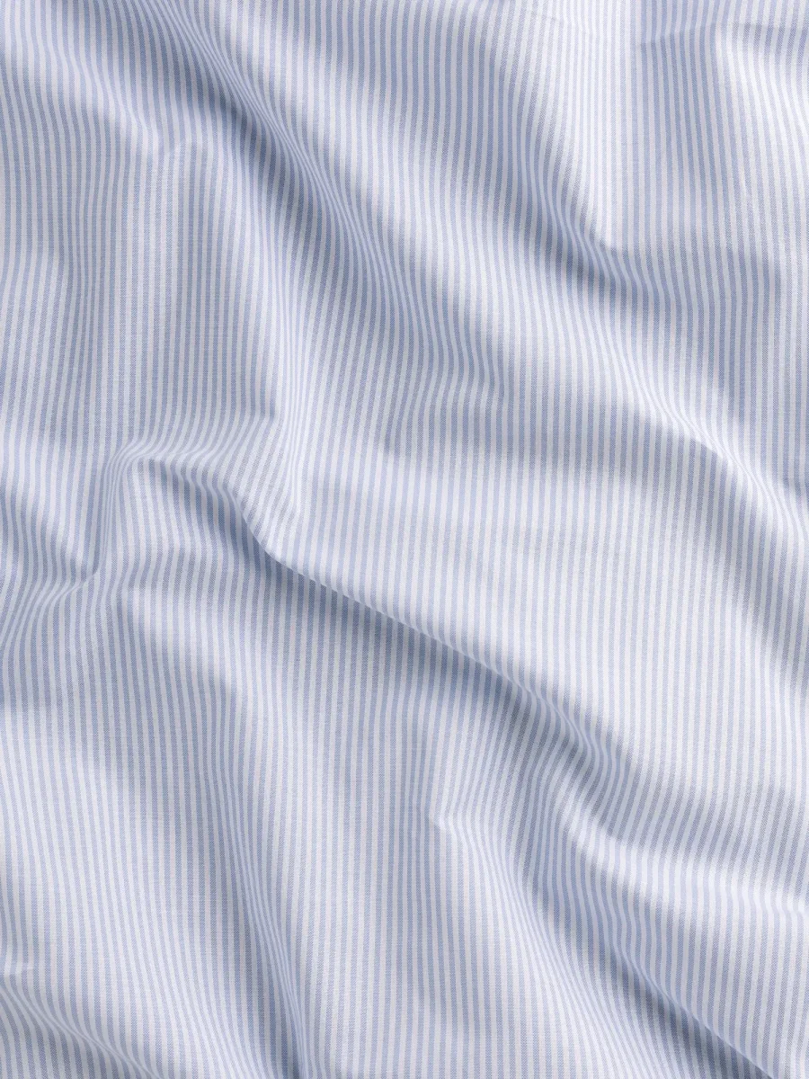 Pinpoint Striped Cotton Oxford Shirting - Chambray + White – Image 3